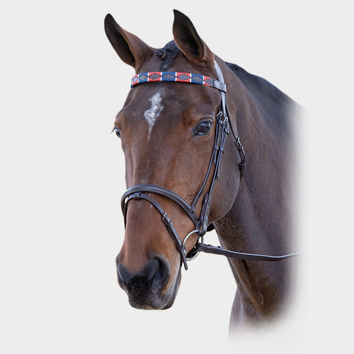 GARA Leather Polo Browband Red/Navy