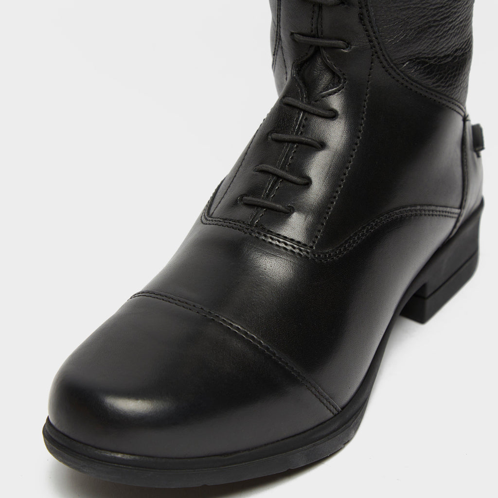 Womens Gianna Leather Field Riding Boots Black