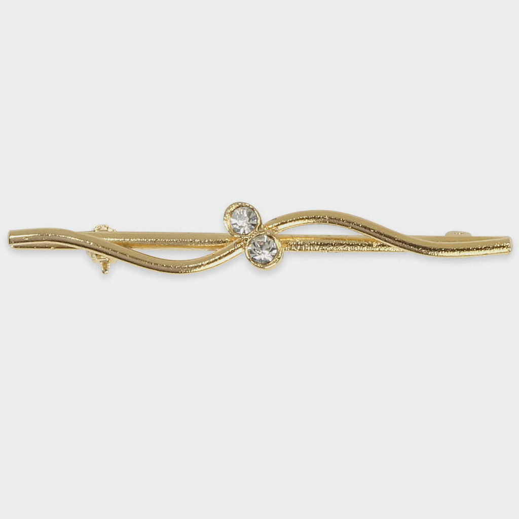 Gold Wave with Diamante Studs Stock Pin