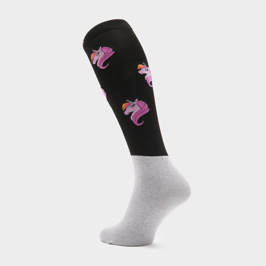 Adults Microfibre Socks Black Unicorn