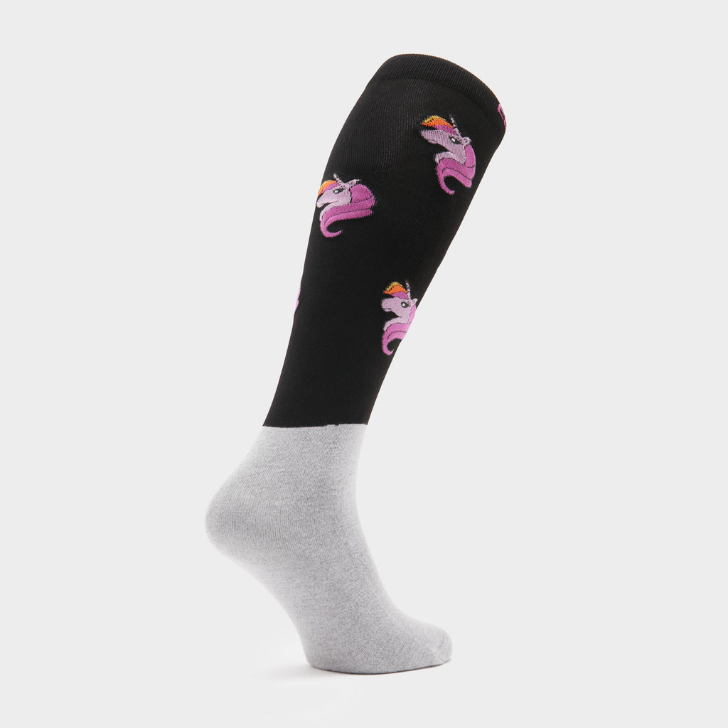Adults Microfibre Socks Black Unicorn
