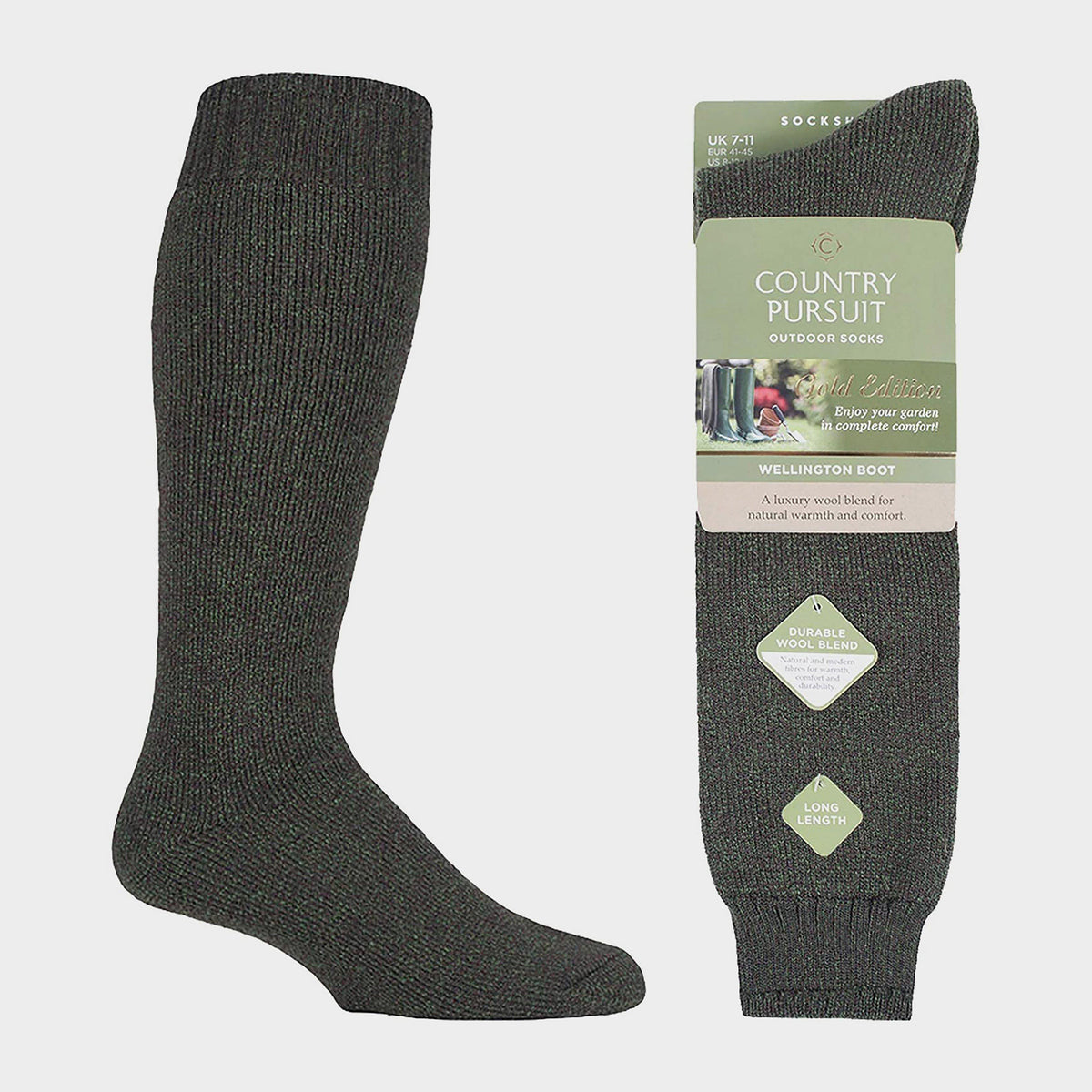 Mens Wellington Boot Socks Green