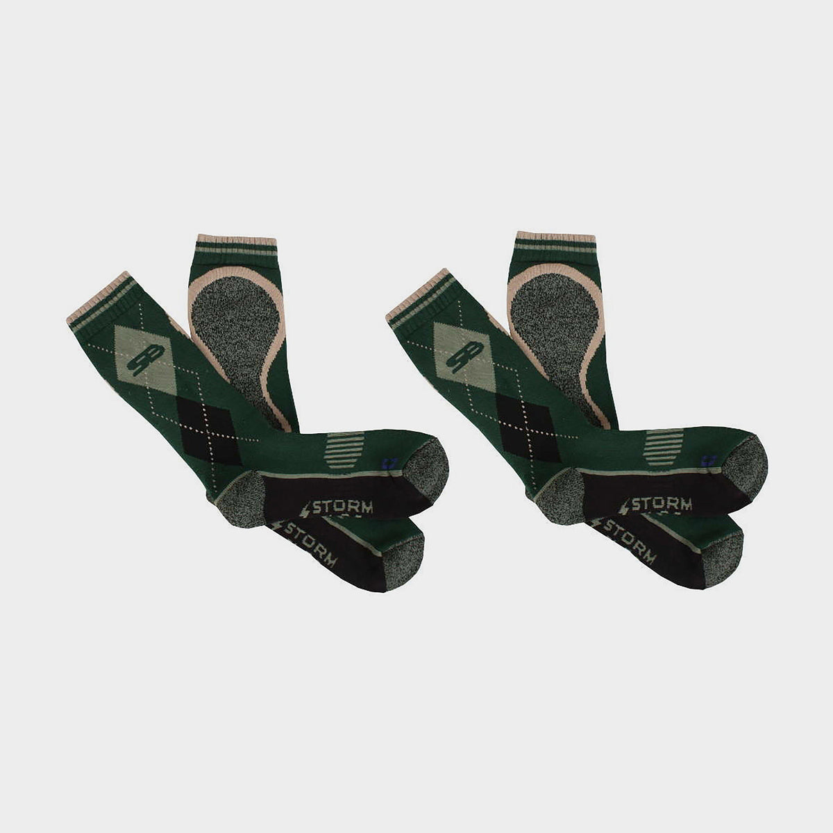 Mens Hayesmere Short Socks 2 Pack Green/Stone