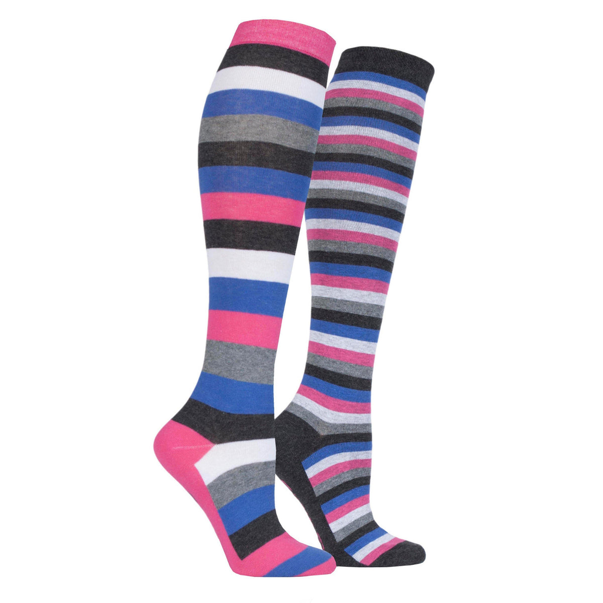 StormBloc® Equestrian Ladies Stripe Socks 2 Pack Cerise