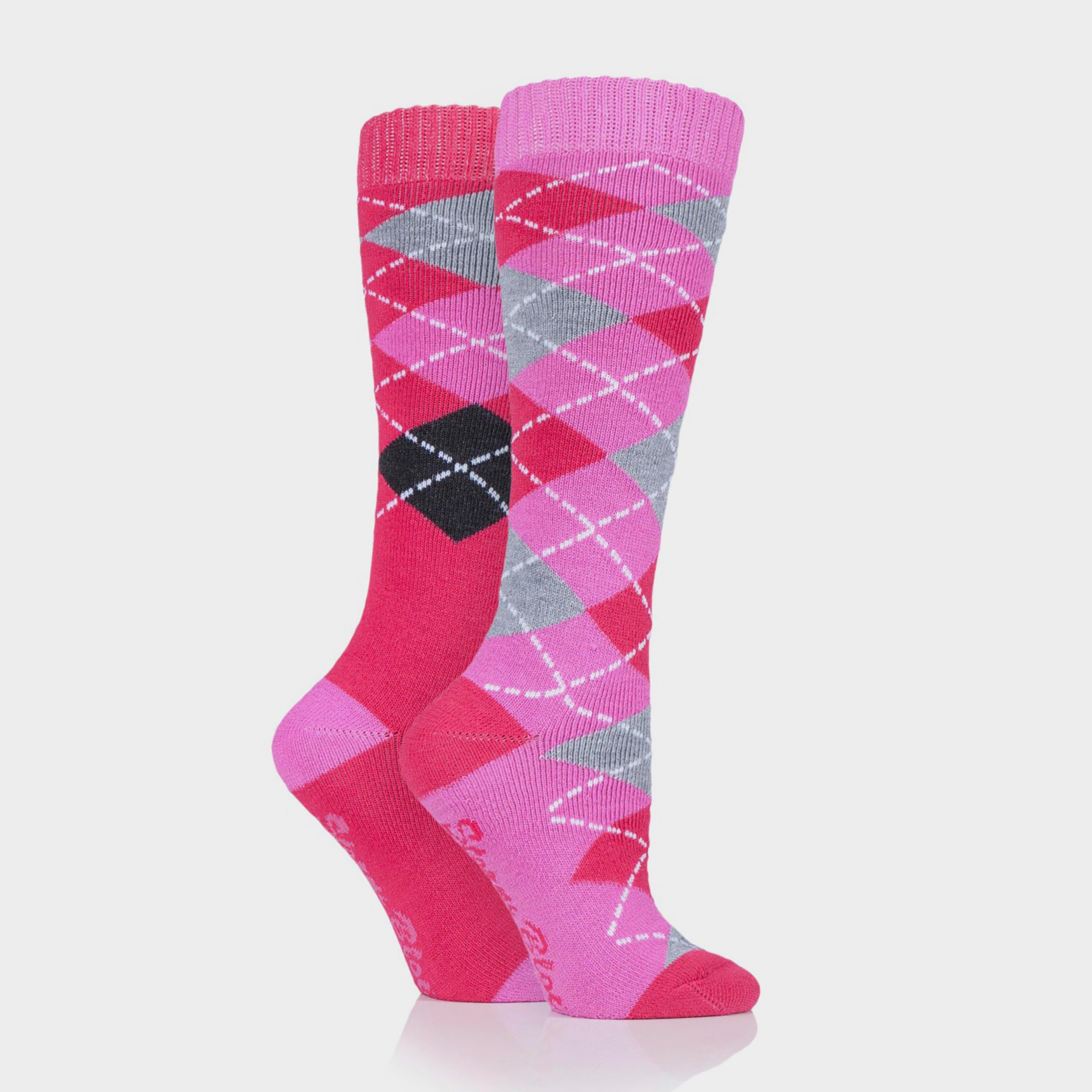 Womens Midweight Argyle Lingfield 2 Pack Socks Cerise