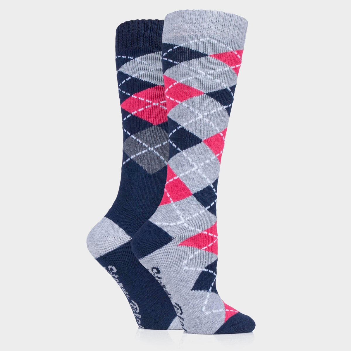 Womens Midweight Argyle Lingfield 2 Pack Socks Navy