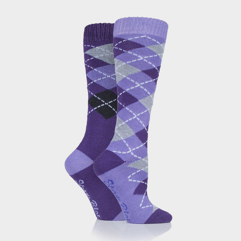 Womens Midweight Argyle Lingfield 2 Pack Socks Purple