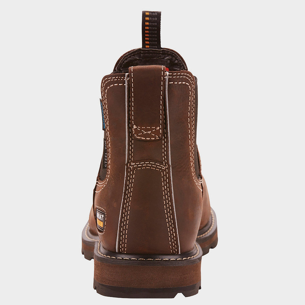 Mens Groundbreaker H2O Steel Toe Chelsea Boots Dark Brown