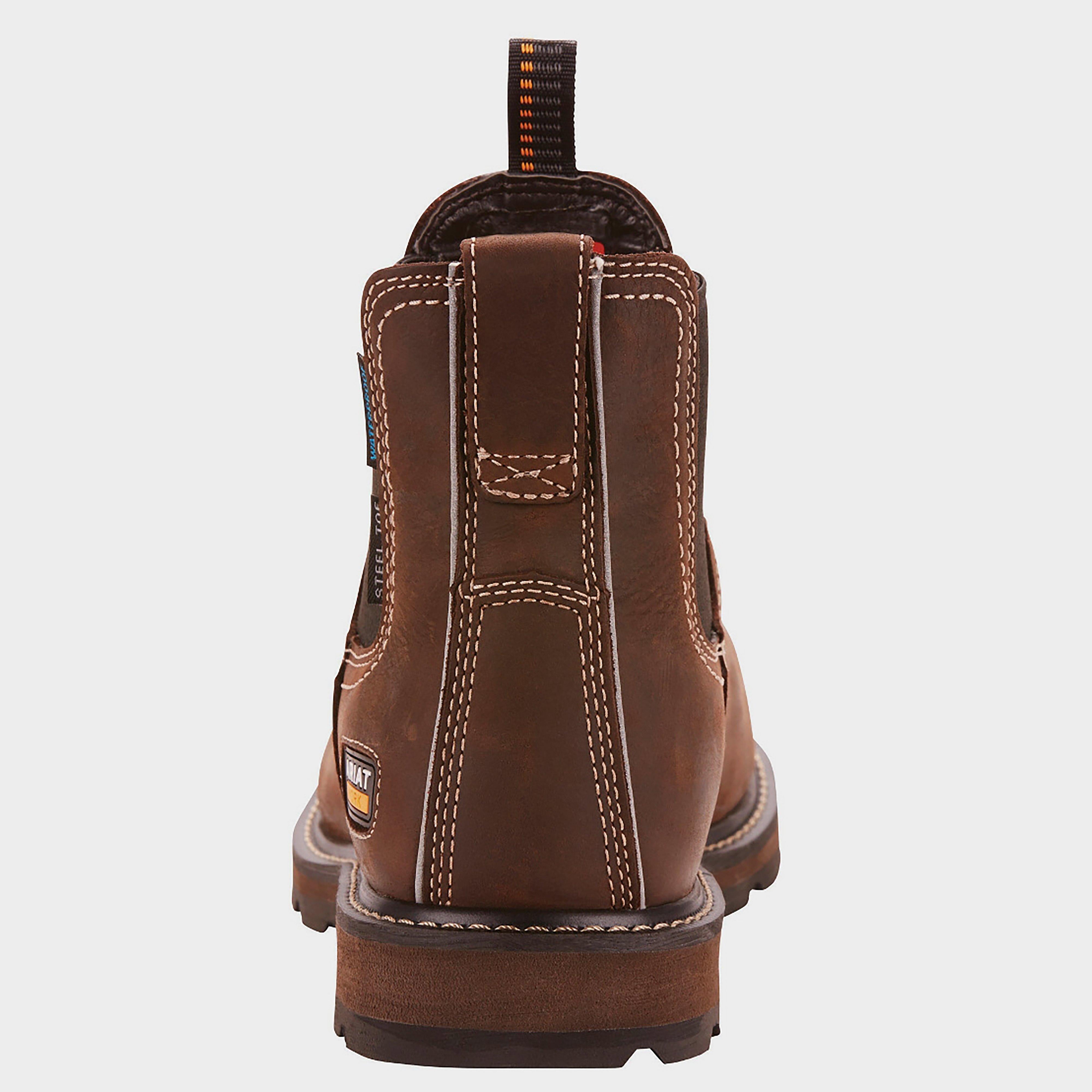 Mens Groundbreaker H2O Steel Toe Chelsea Boots Dark Brown