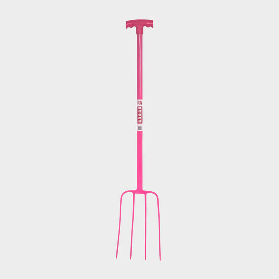 Tubular T-Grip 4 Prong Manure Fork Pink