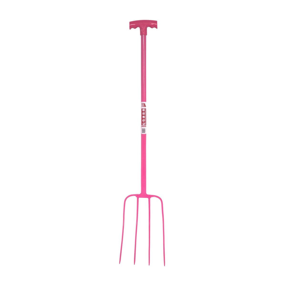Red Gorilla Tubular T-Grip 4 Prong Manure Fork Pink