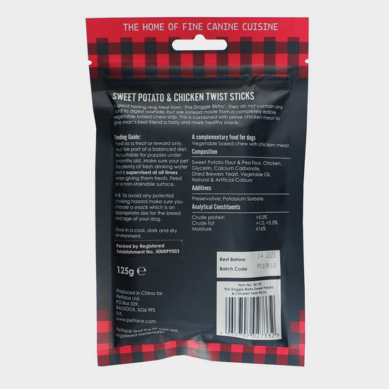 Doggie Bistro Sweet Potato Chicken Twist Sticks 5 Pack