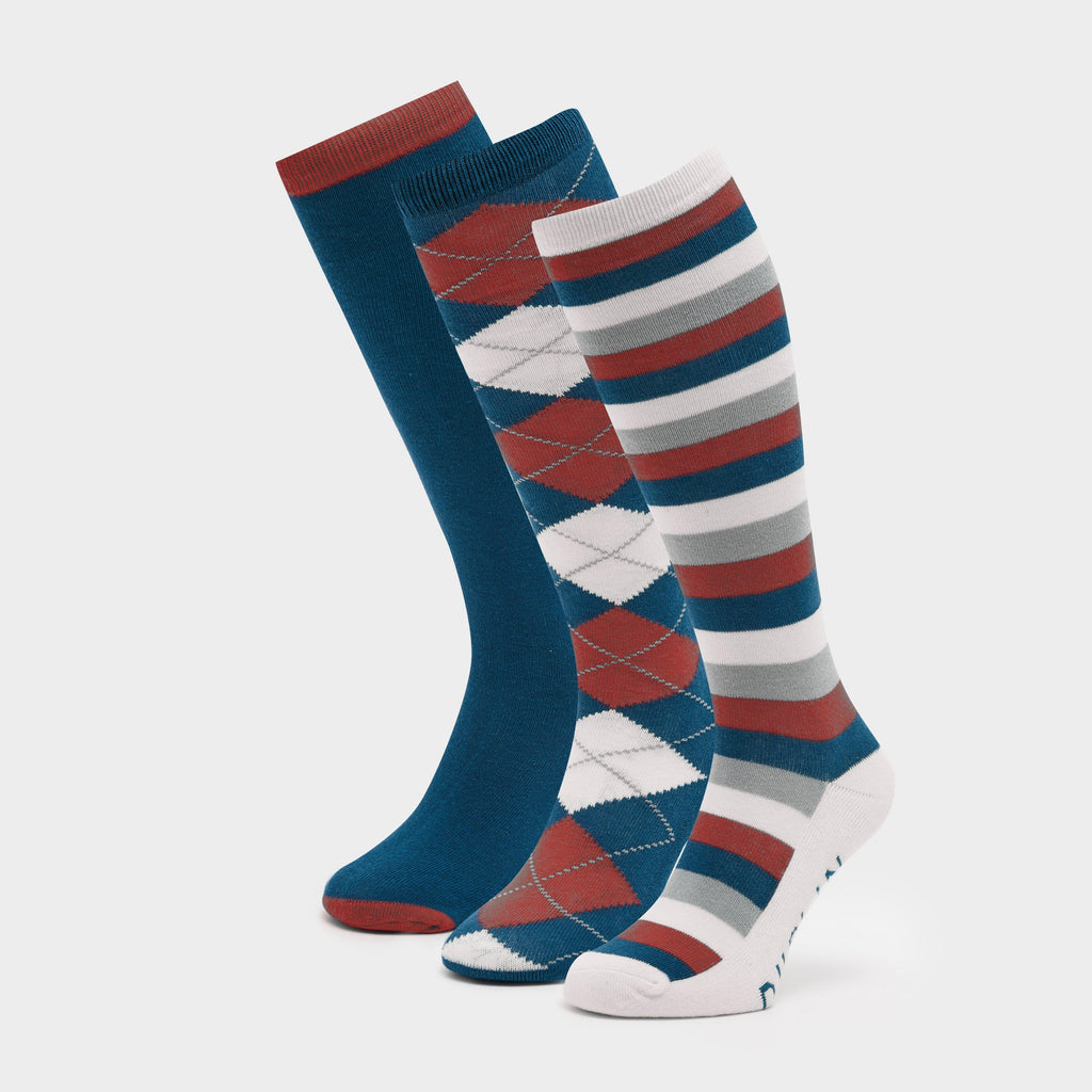 Socks Pack of 3 Navy/Red/White