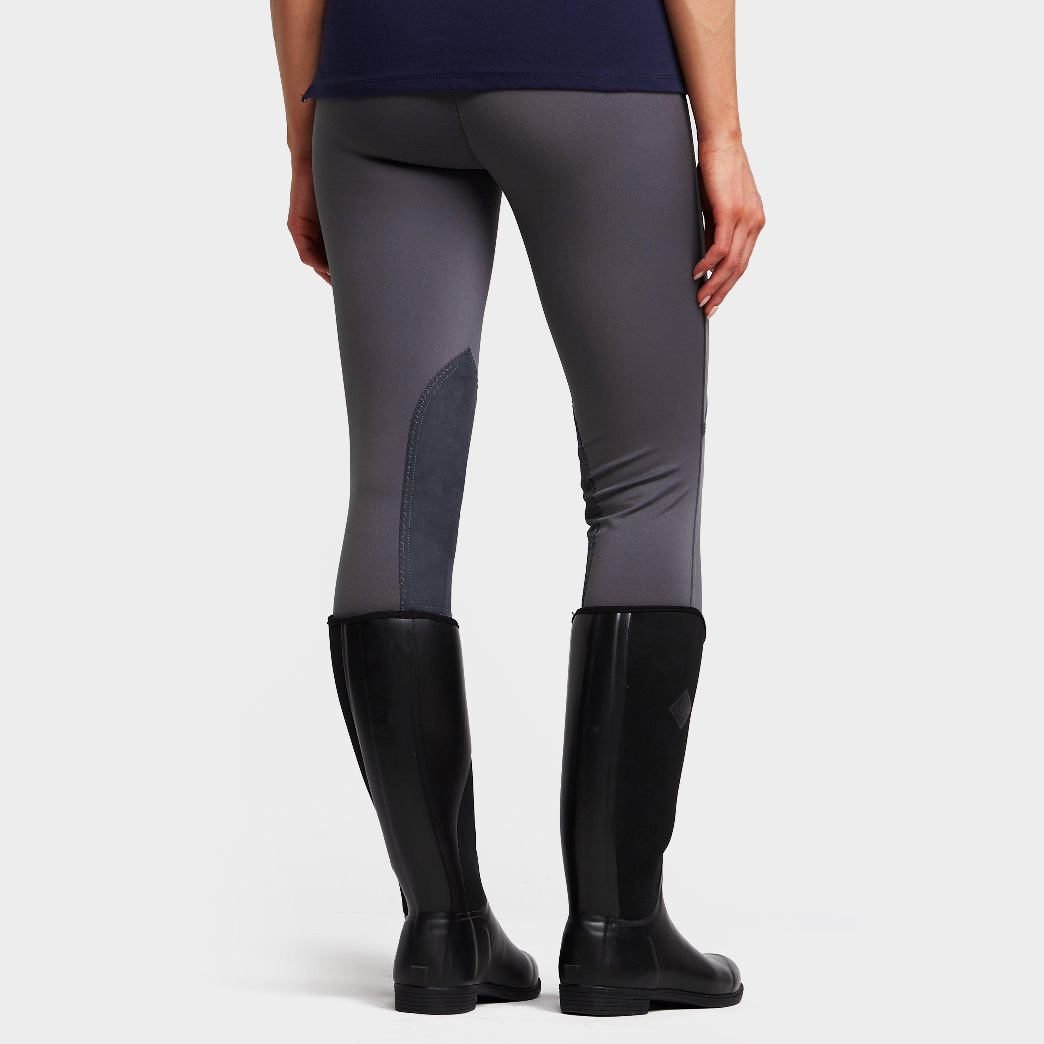 Womens Performance Flex Knee Patch Riding Tights Charcoal