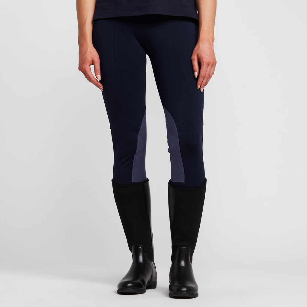 Womens Performance Flex Knee Patch Riding Tights Navy