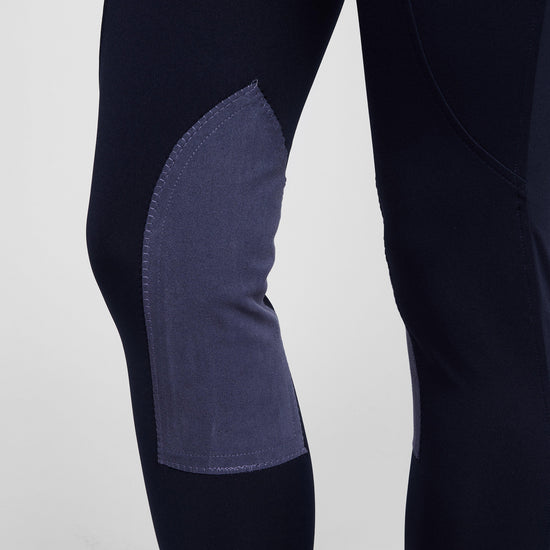 Womens Performance Flex Knee Patch Riding Tights Navy