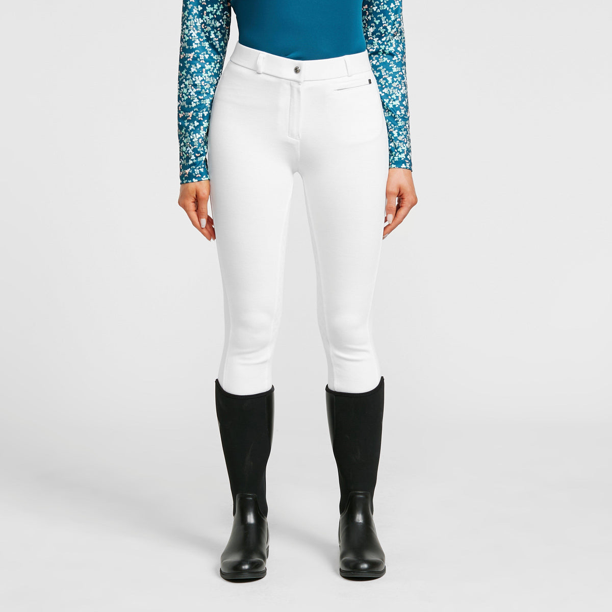Ladies Momentum Supa-Fit Gel Full Seat Zip Up Jodhpurs White
