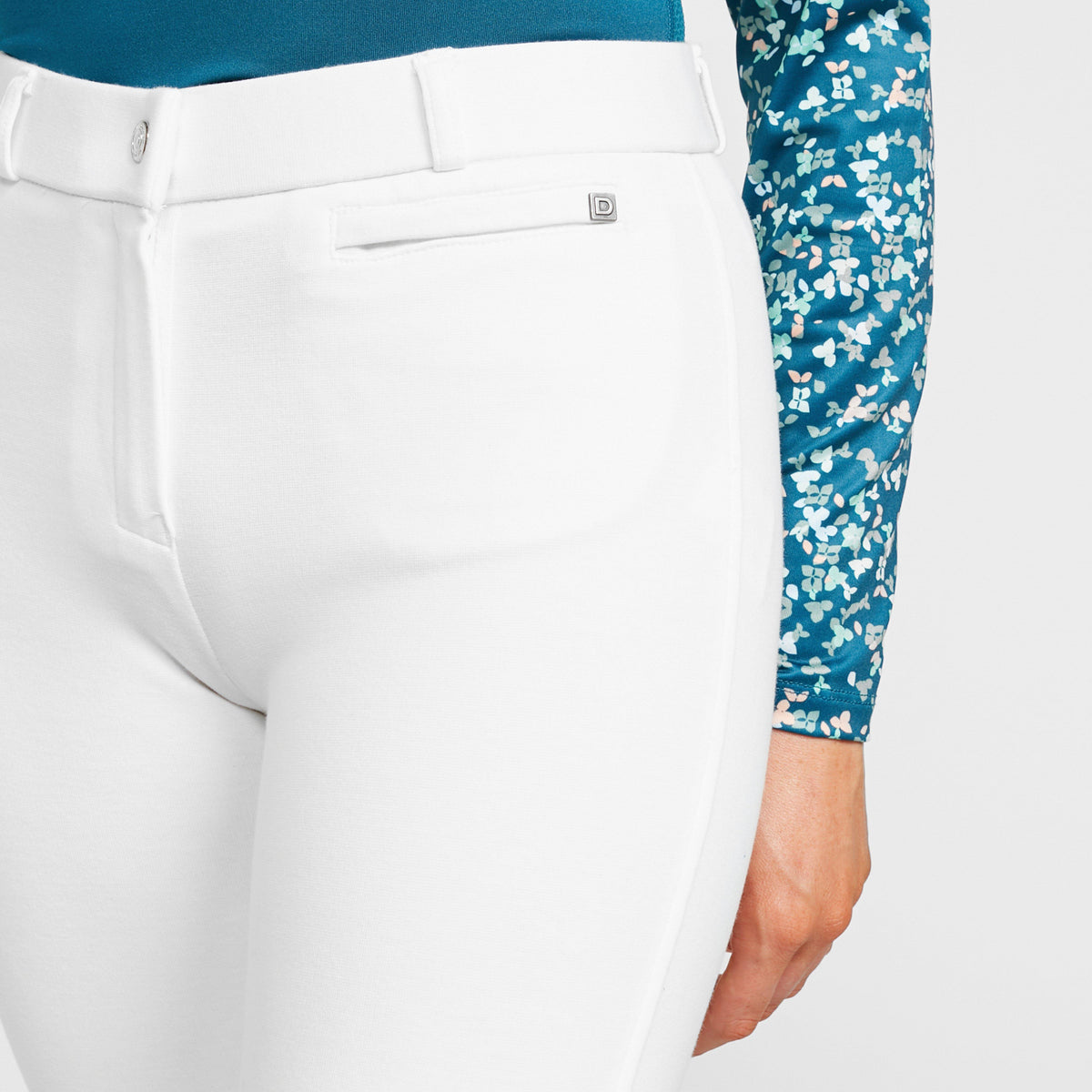 Ladies Momentum Supa-Fit Gel Full Seat Zip Up Jodhpurs White