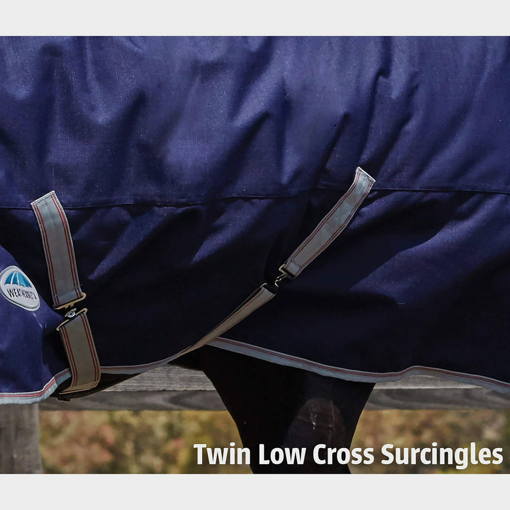 ComFiTec Essential 0g Lite Weight Standard Neck Turnout Rug Navy/Silver/Red