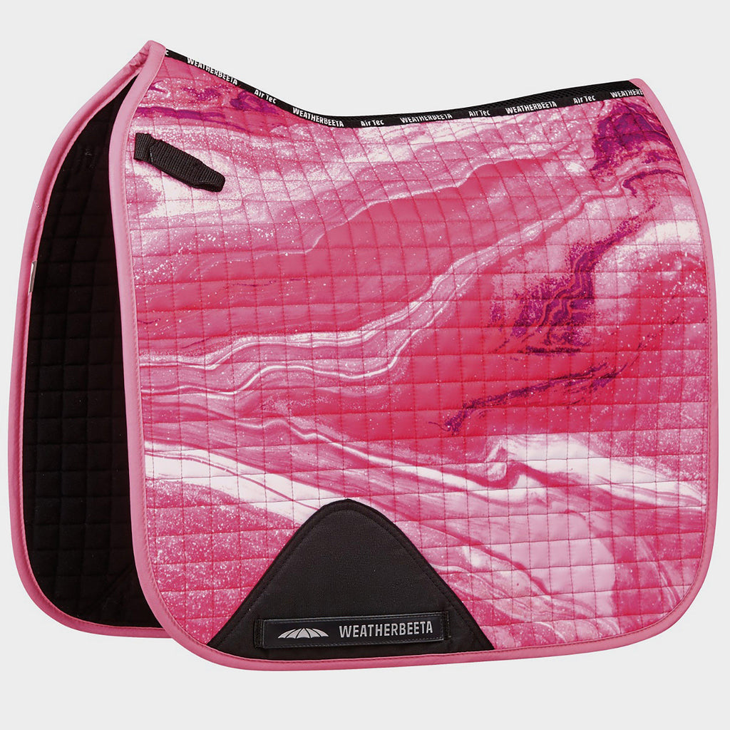 Prime Marble Dressage Saddle Pad Pink Swirl Marble Print