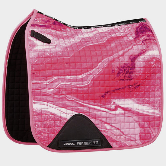 Prime Marble Dressage Saddle Pad Pink Swirl Marble Print