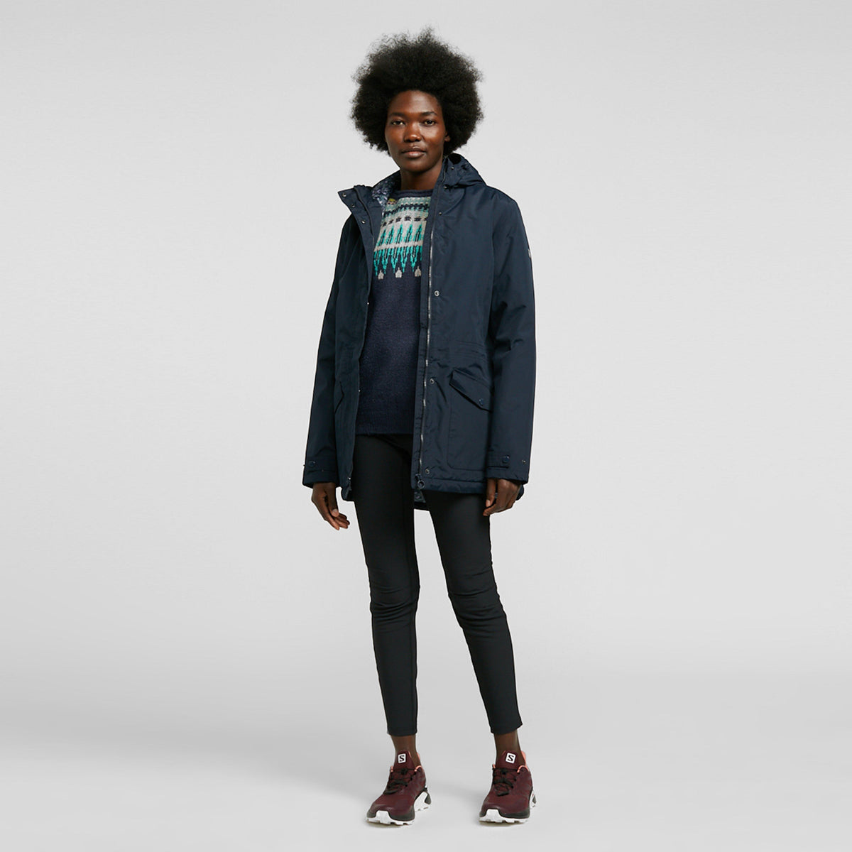 Womens Brigida Waterproof Insulated Jacket Navy Check