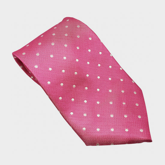 Adult Polka Dot Tie Fuchsia/White