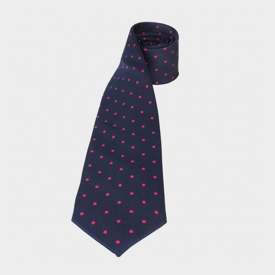 Adults Polka Dot Show Tie Navy/Cerise