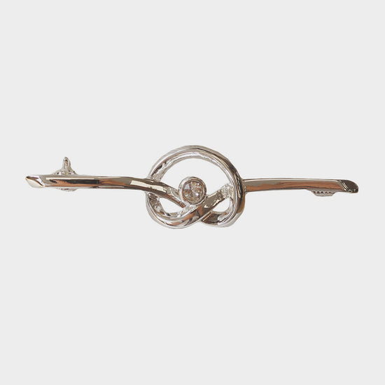 Twirl Crystal Stock Pin Silver
