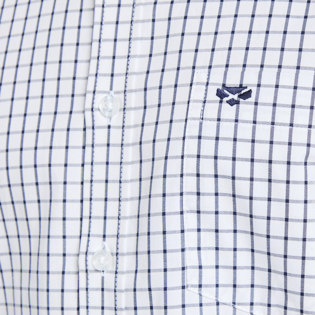 Mens Turnberry Long Sleeve Twill Cotton Shirt White/Navy Check