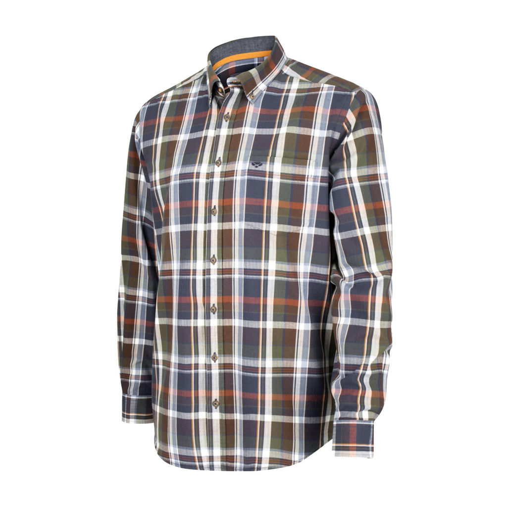 Mens Luthrie Long Sleeve Plaid Shirt Navy Check