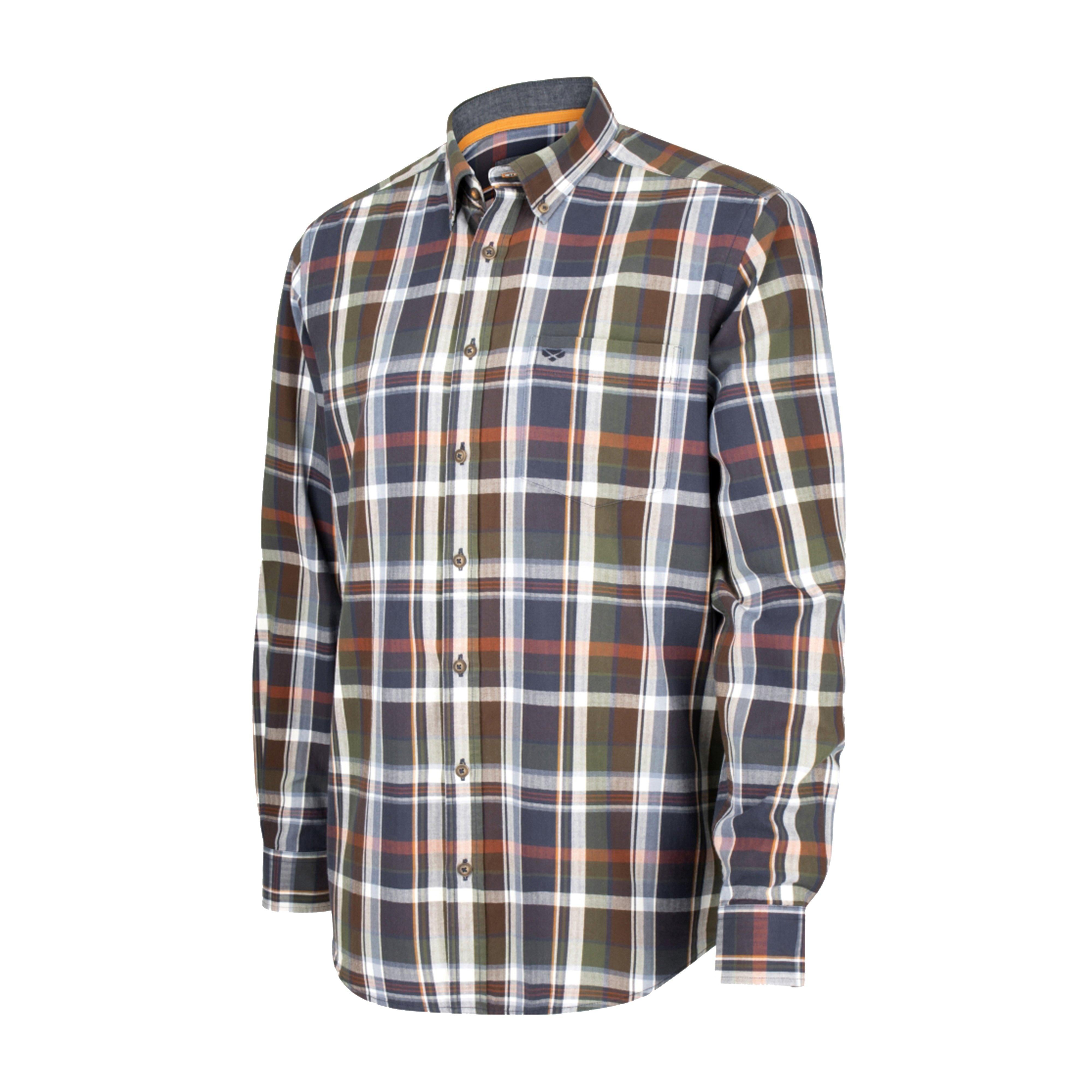 Mens Luthrie Long Sleeve Plaid Shirt Navy Check