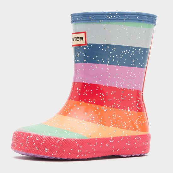 Kids Original First Glitter Wellington Boots Rainbow