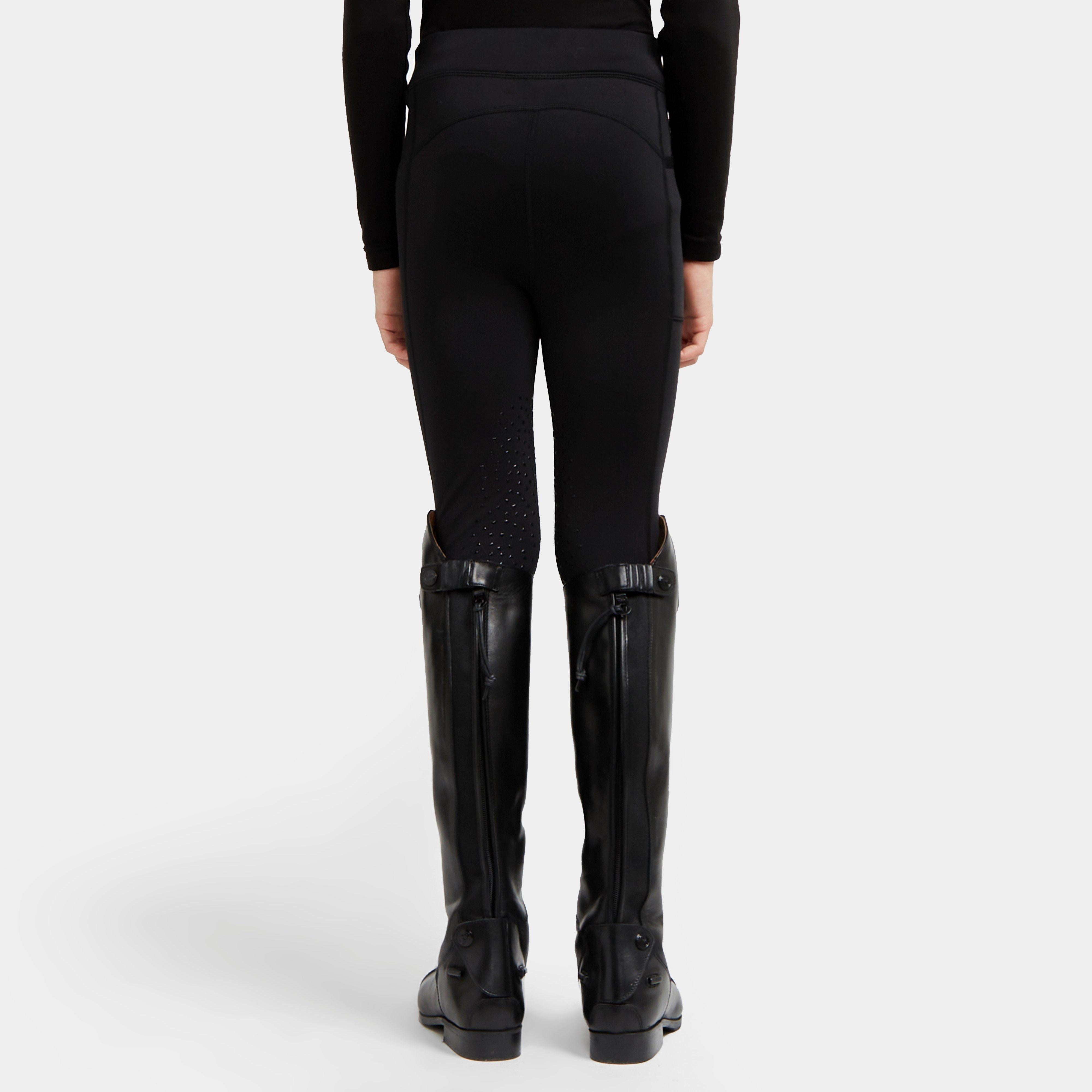 Young Rider Porter Winter Fleece Lined Knee Patch Riding Tights Black