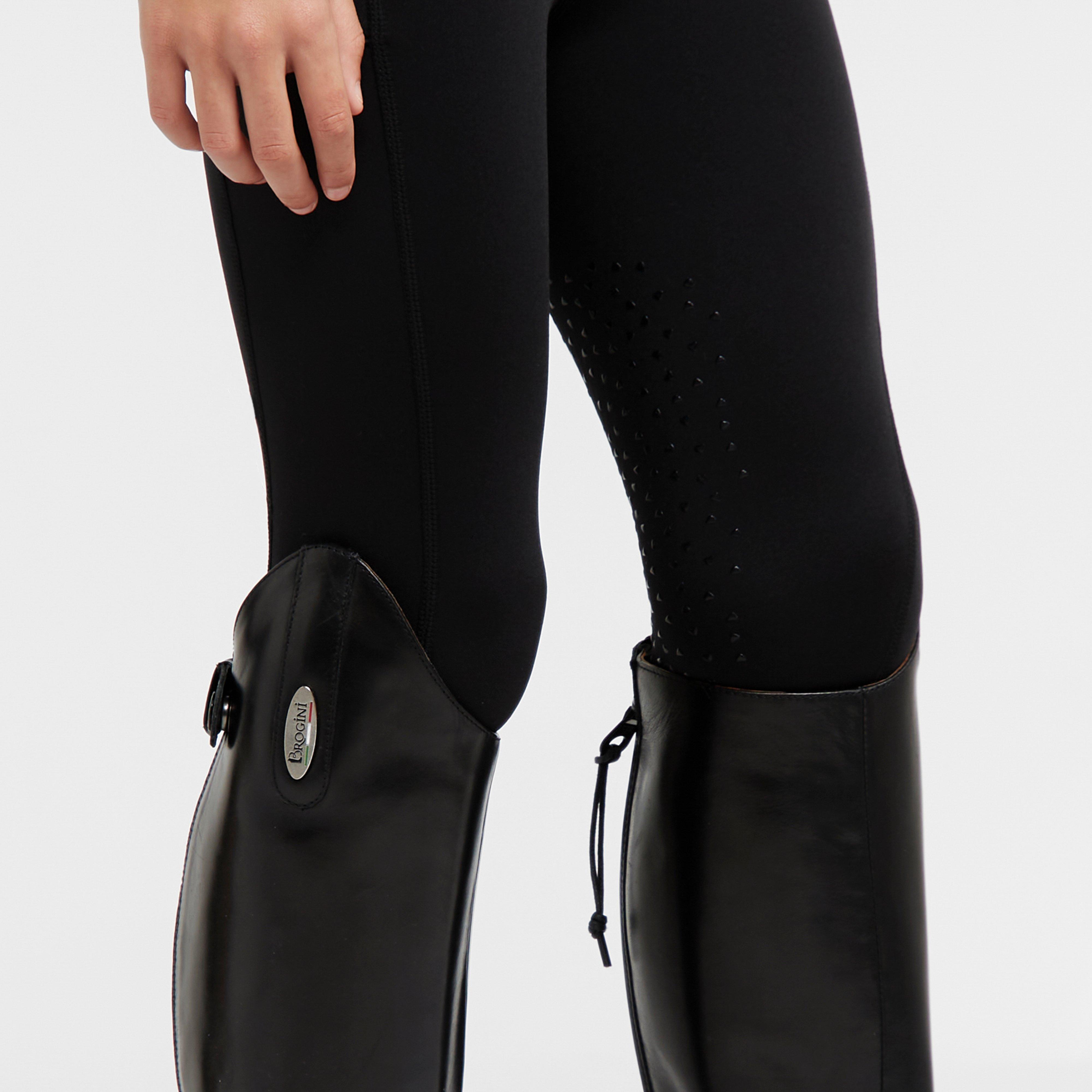 Young Rider Porter Winter Fleece Lined Knee Patch Riding Tights Black