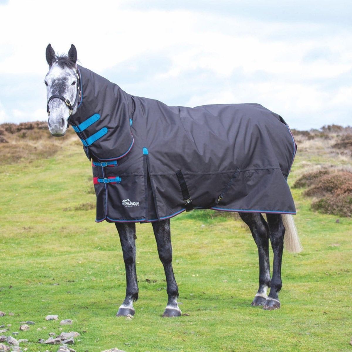 Highlander Original 200g Medium Weight Combo Neck Turnout Rug Black