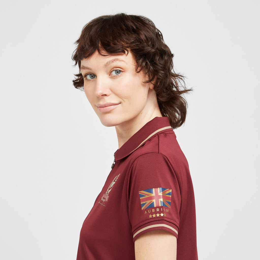 Womens Team Tech Polo Shirt Burgundy