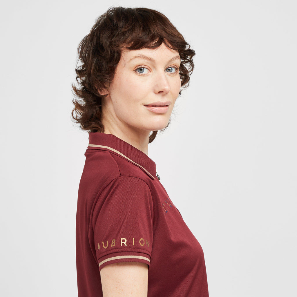 Womens Team Tech Polo Shirt Burgundy