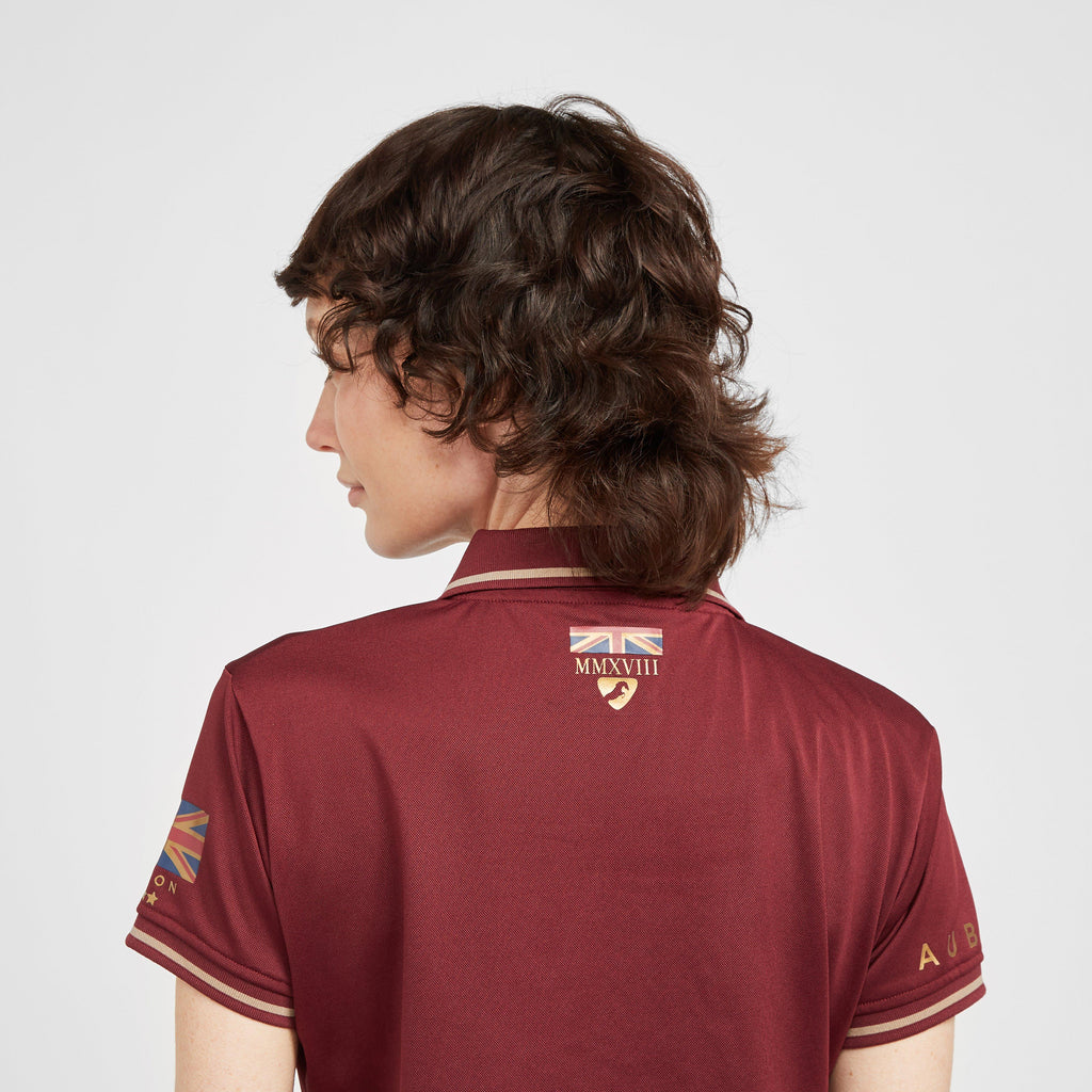 Womens Team Tech Polo Shirt Burgundy