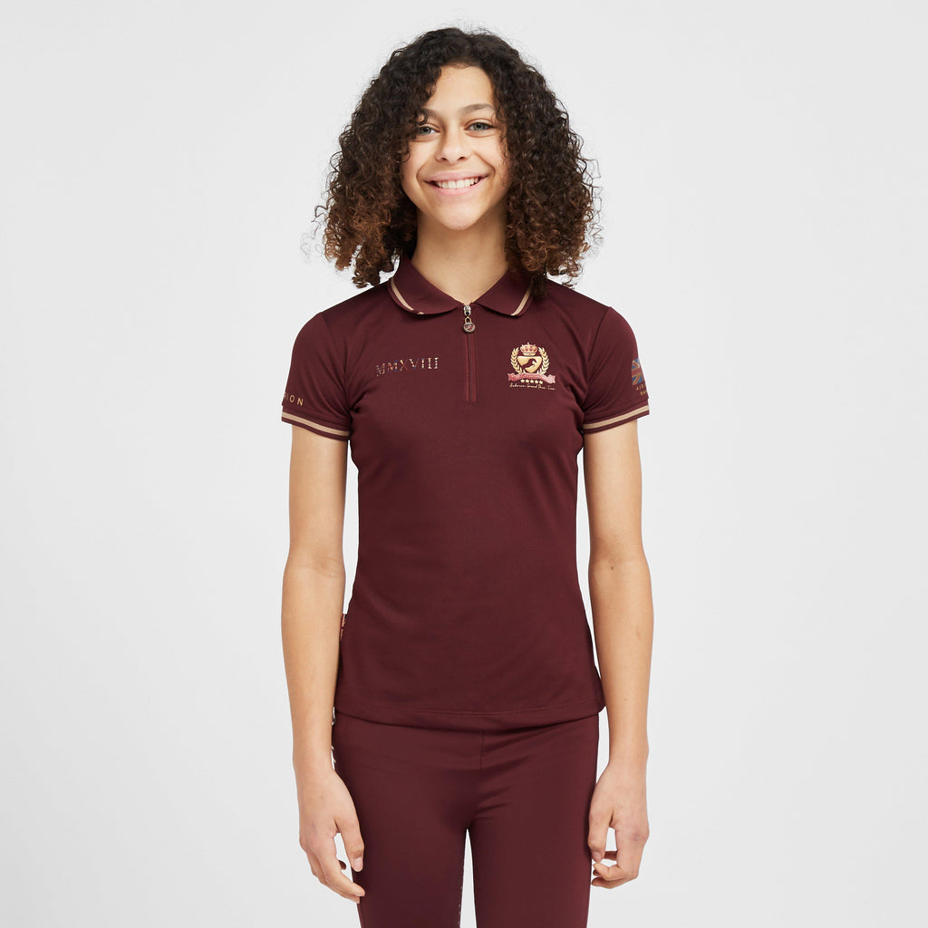 Childs Team Tech Polo Shirt Burgundy