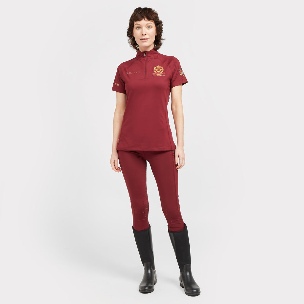 Womens Team Short Sleeve Base Layer Burgundy