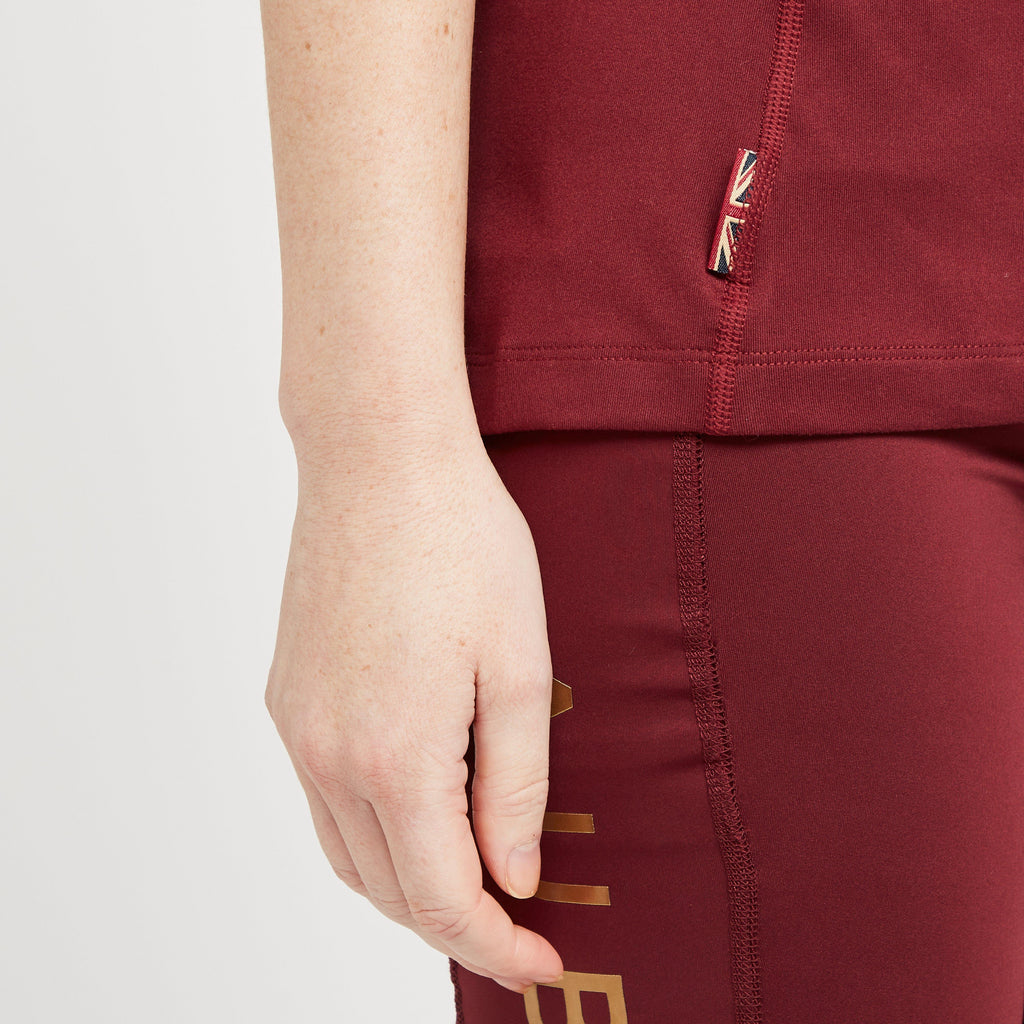 Womens Team Short Sleeve Base Layer Burgundy