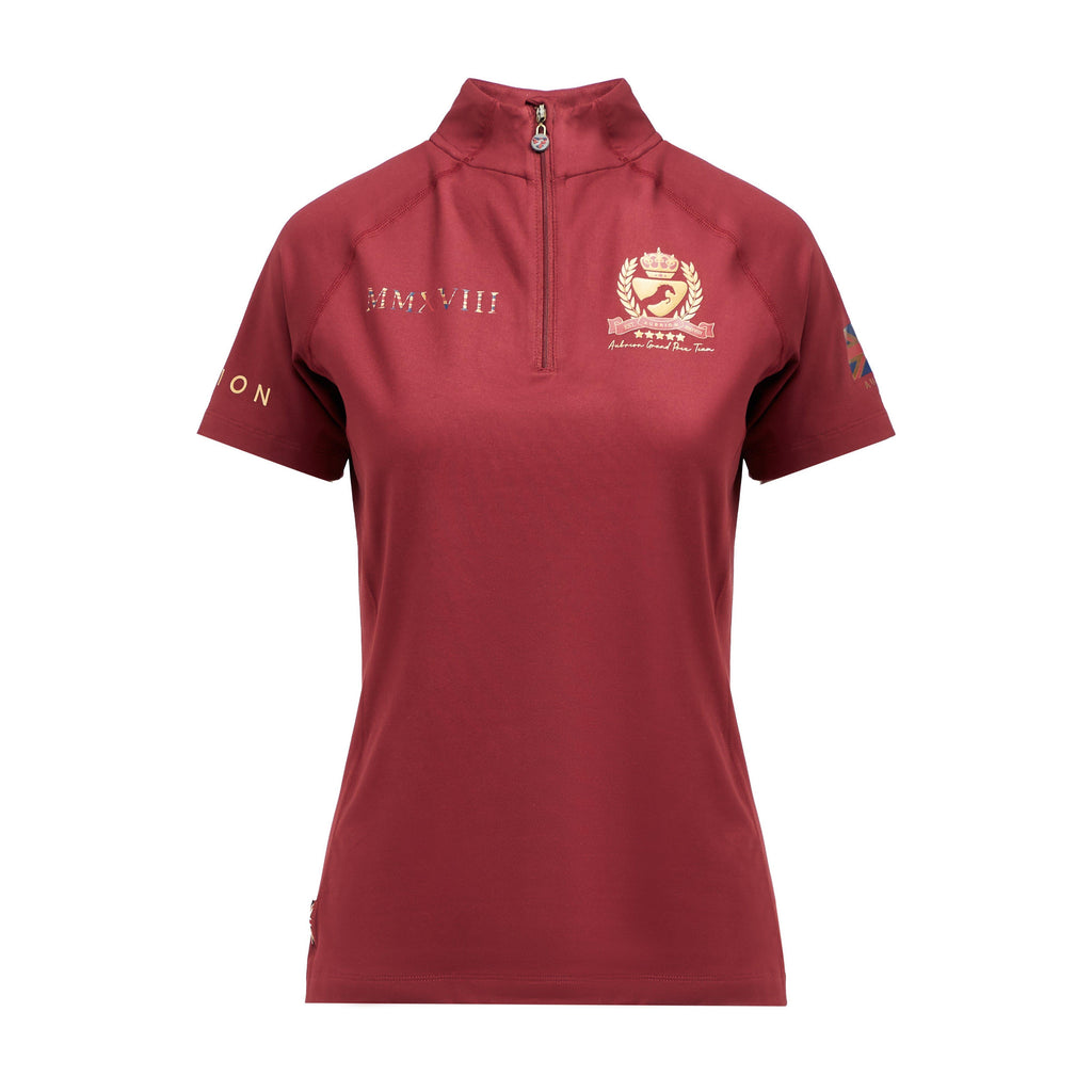 Womens Team Short Sleeve Base Layer Burgundy