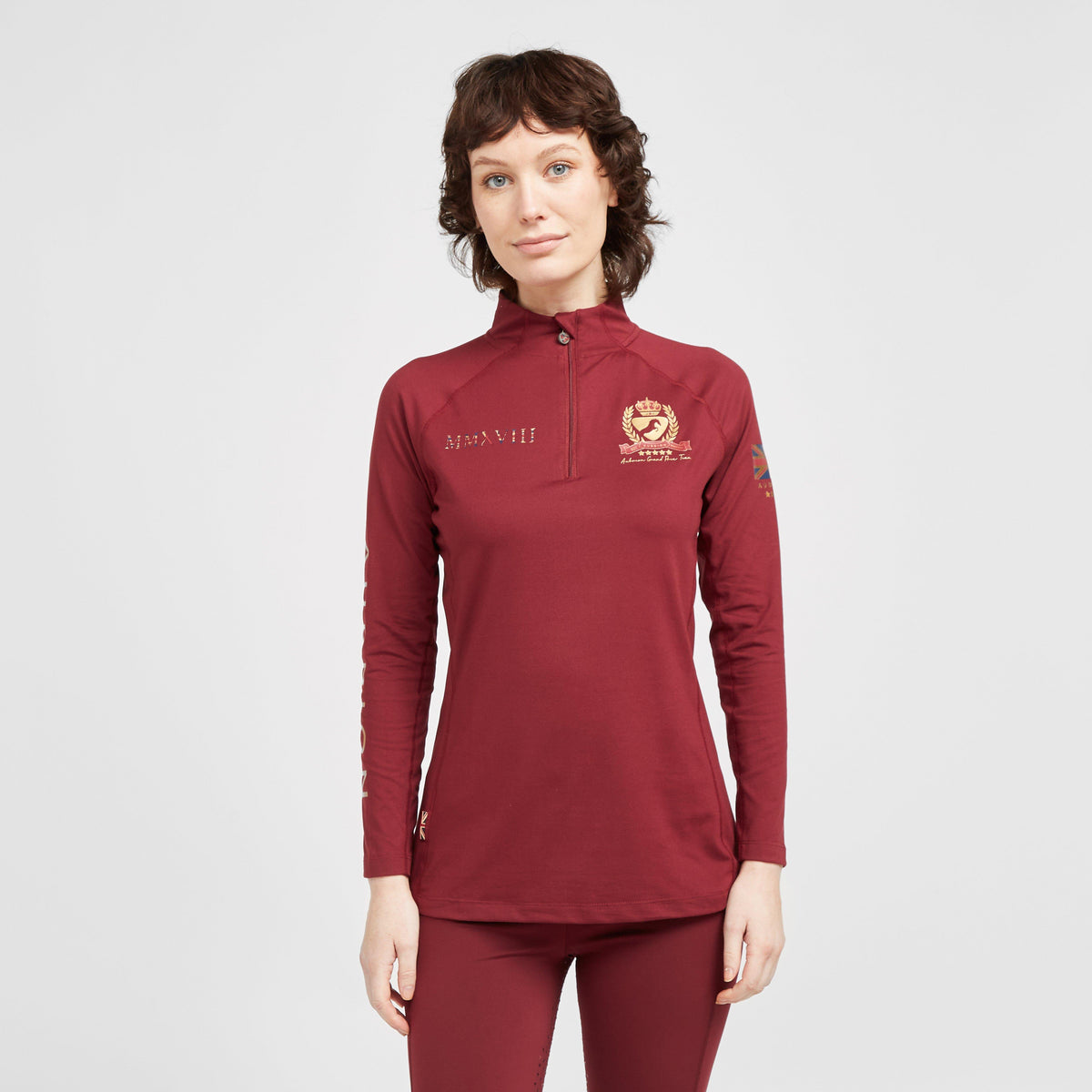 Womens Team Long Sleeve Base Layer Burgundy