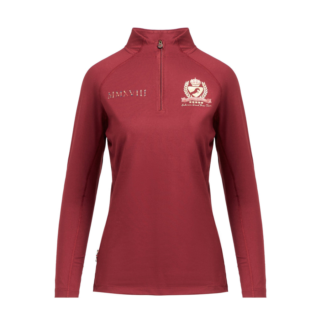 Womens Team Long Sleeve Base Layer Burgundy