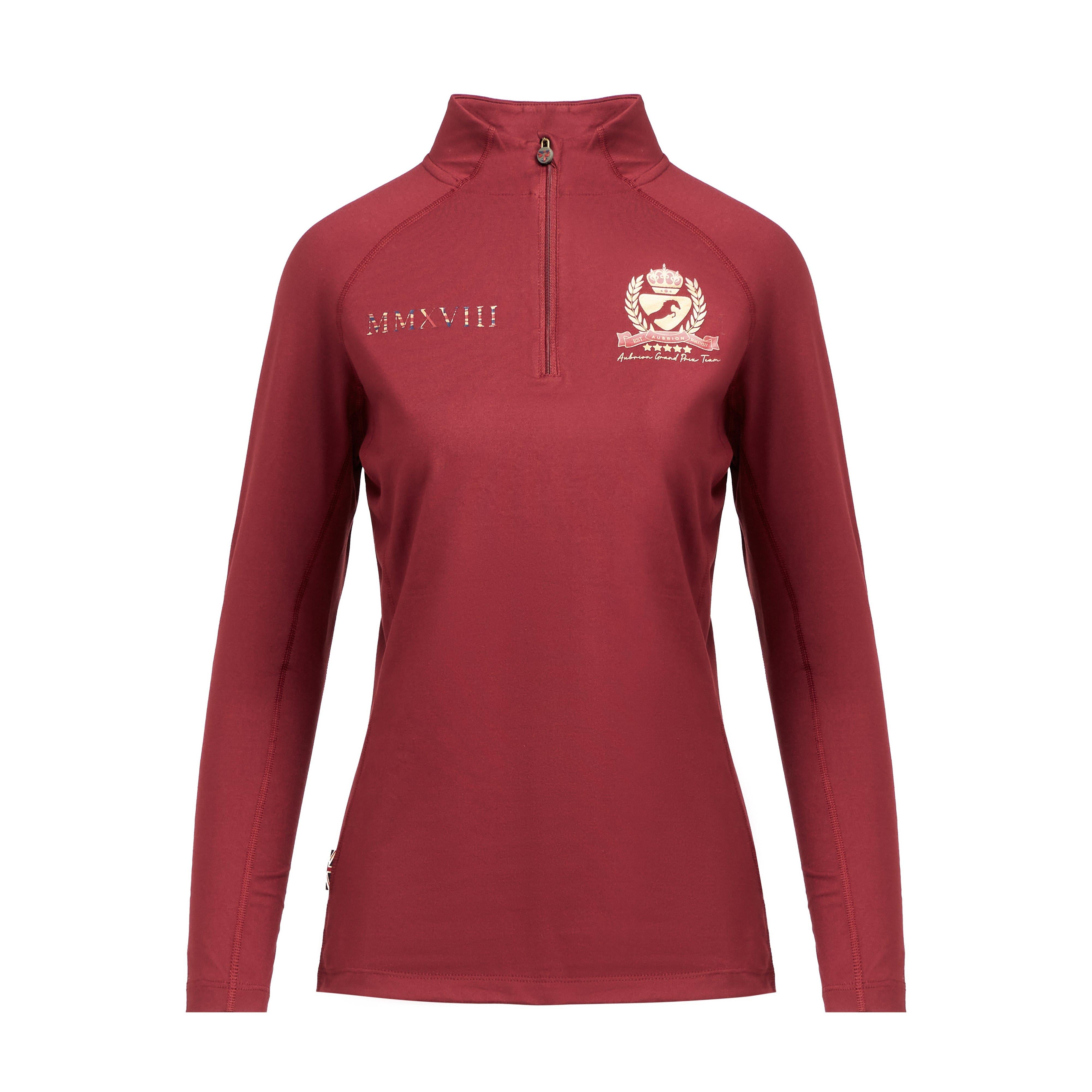 Womens Team Long Sleeve Base Layer Burgundy