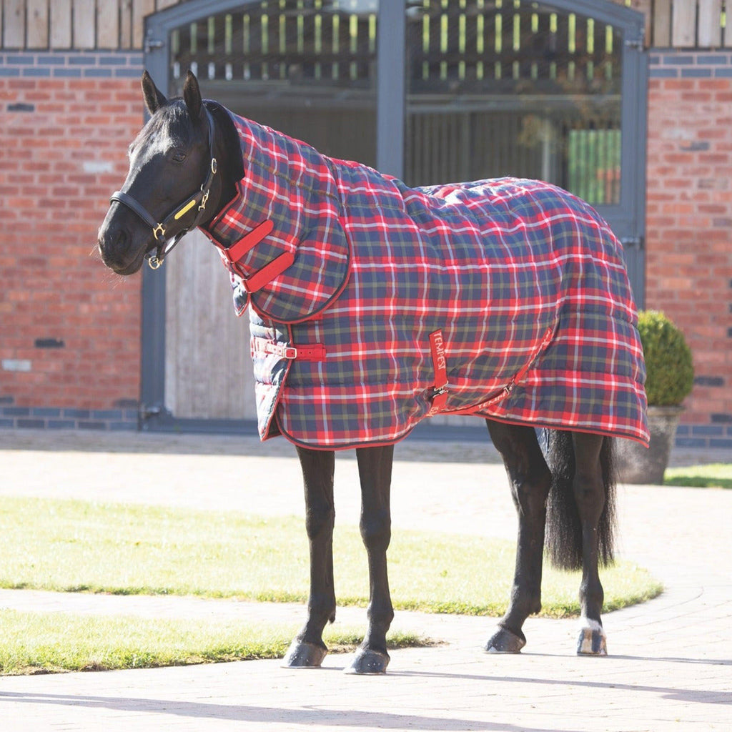 Tempest Plus 200g Medium Weight Combo Neck Stable Rug Red Check