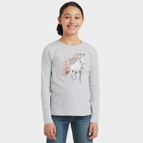Childs Unicorn Long Sleeve T-Shirt Heather Grey