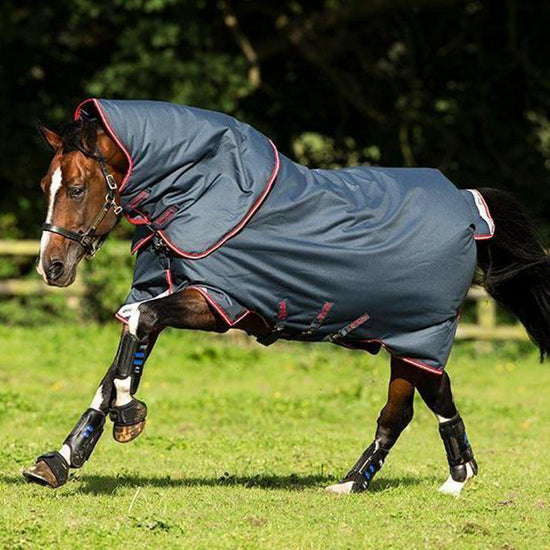 Amigo Bravo 12 Plus Medium Weight Detach-A-Neck Turnout Rug Grey/Red