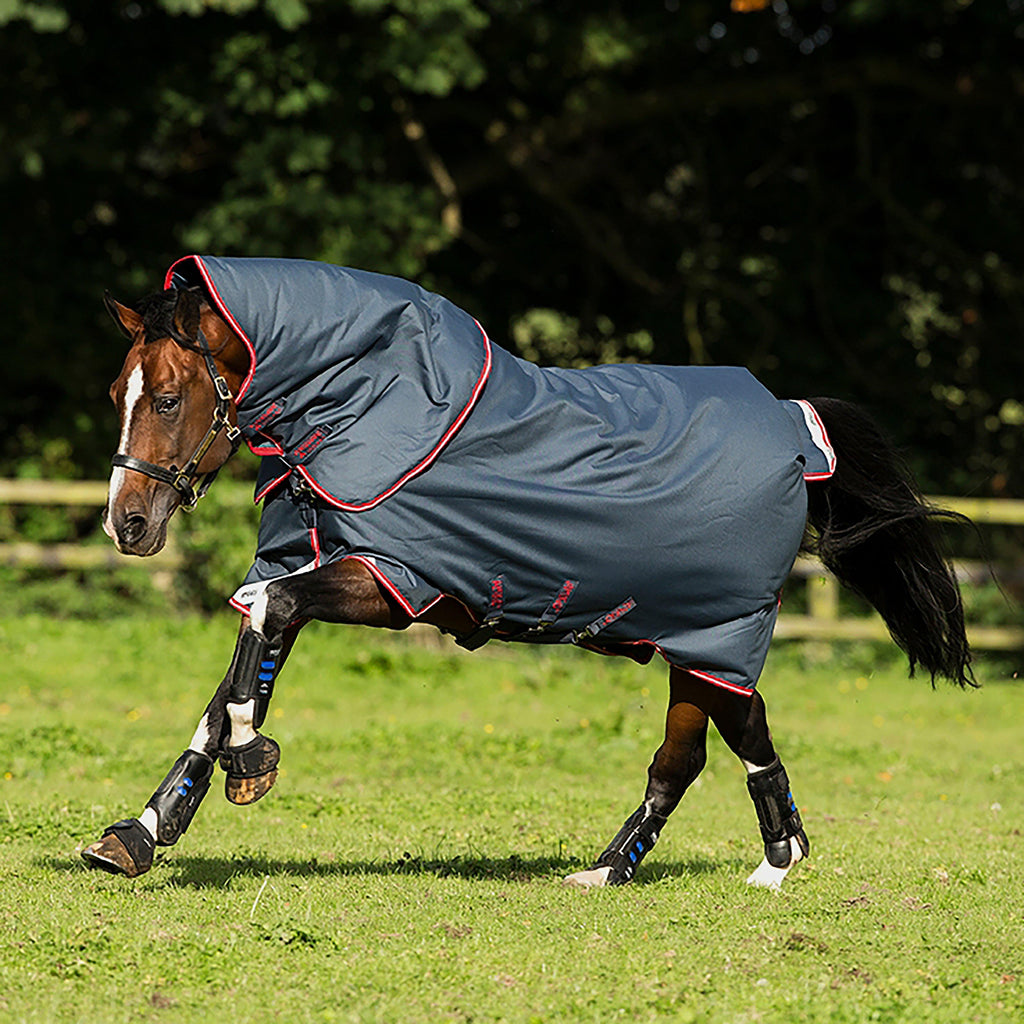 Amigo Bravo 12 Plus Medium Weight Detach-A-Neck Turnout Rug Grey/Red